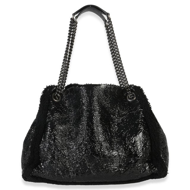 Gucci Black Patent Shearling Medium Soho Hobo For Sale - Image 4 of 9