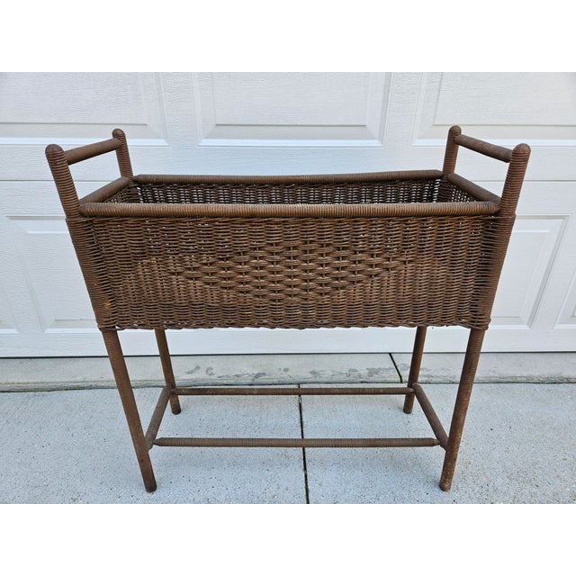 Victorian 40s Wicker Window Box Planter Spindle Legs For Sale - Image 3 of 13