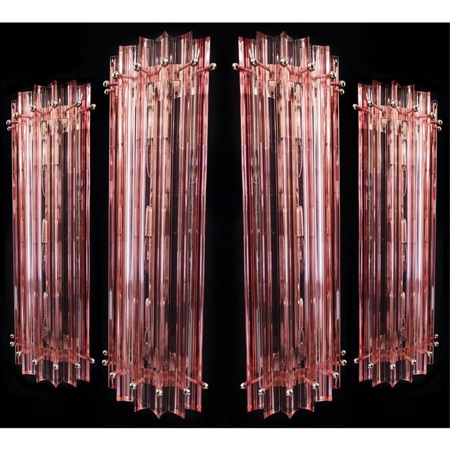 Pink Mid-Century Italian Pink Murano Glass Wall Sconces, 1990s, Set of 4 For Sale - Image 8 of 17