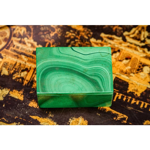 Miniature Malachite Natural Stone Vintage Specimen Box Home Decor For Sale In New York - Image 6 of 14