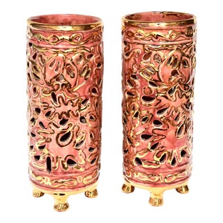 Large Mid Century California Studio Pottery Lanterns/Hurricane Lamps - Pair For Sale