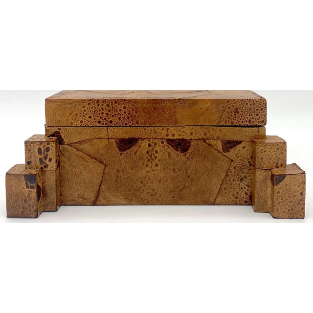 Karl Springer Exotic 1970s Frog Skin-Leather Asymmetrical Table Box, Style of Karl Springer For Sale - Image 4 of 9