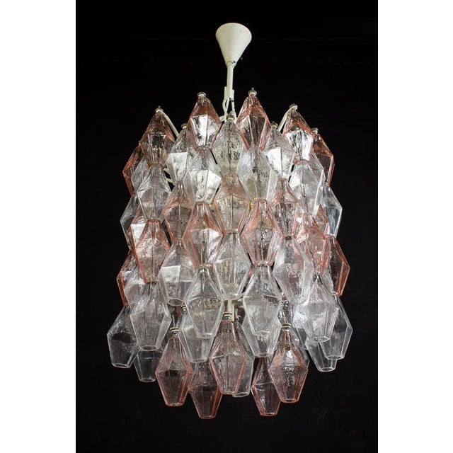 Venini Venini Pink and Ice Poliedri Chandelier by Carlo Scarpa, 1955 For Sale - Image 4 of 15