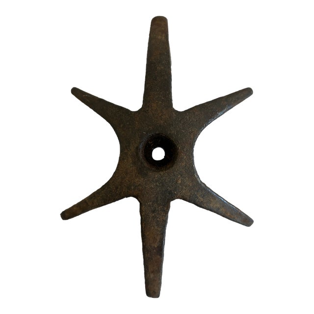 Vintage Cast Iron Star Wheel Industrial Farm Architectural Salvage For Sale
