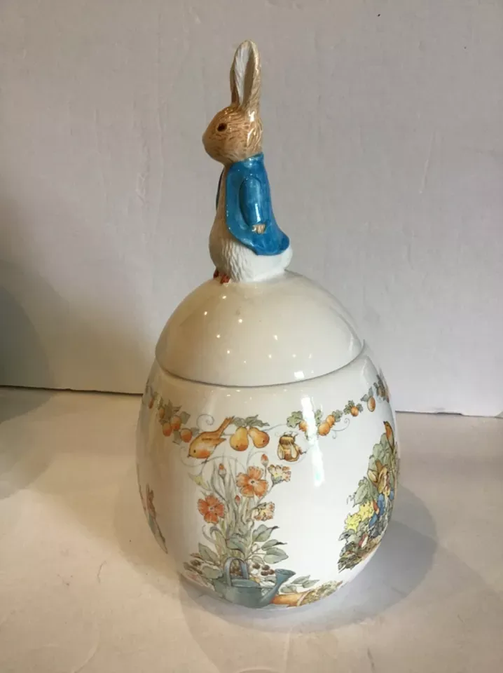 Vintage Beatrix Potter Peter Rabbit Easter Cookie Jar / Canister