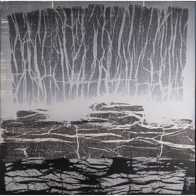 Black Enzo Rovella, Landscape in Winter, 2009, Mixed Media on Canvas For Sale - Image 8 of 8