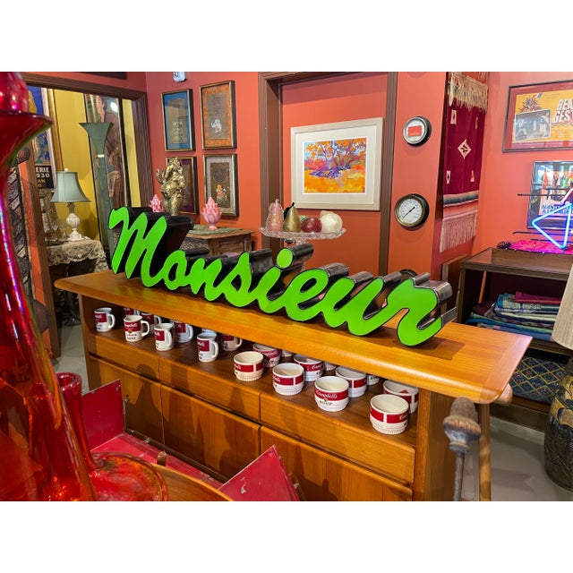 Mid-Century Modern Mid Century "Monsieur" Sign For Sale - Image 3 of 6