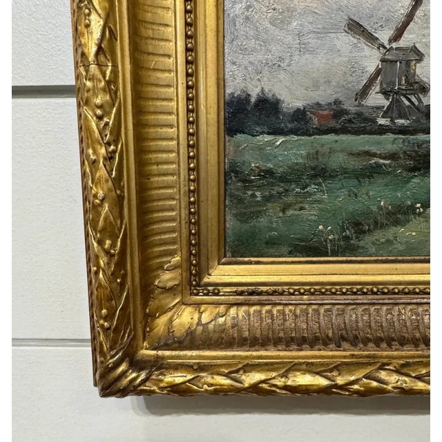 English 19th Century English Windmill Oil on Canvas For Sale - Image 3 of 7