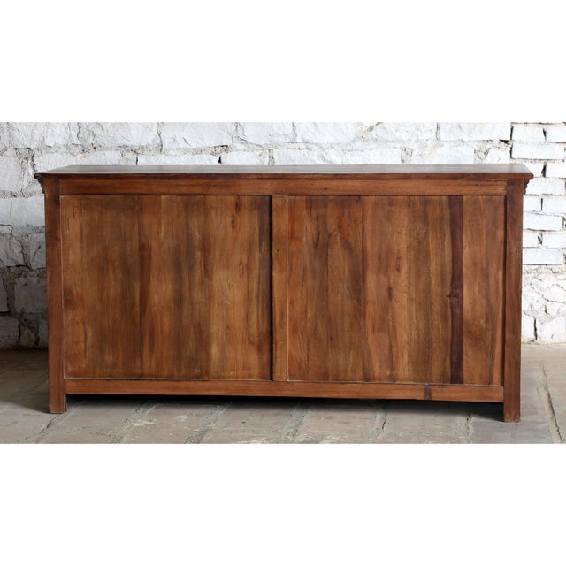 1920s Antique Lotus Carved Sideboard – Two-Tone Vintage Wood Buffet Credenza For Sale - Image 5 of 6