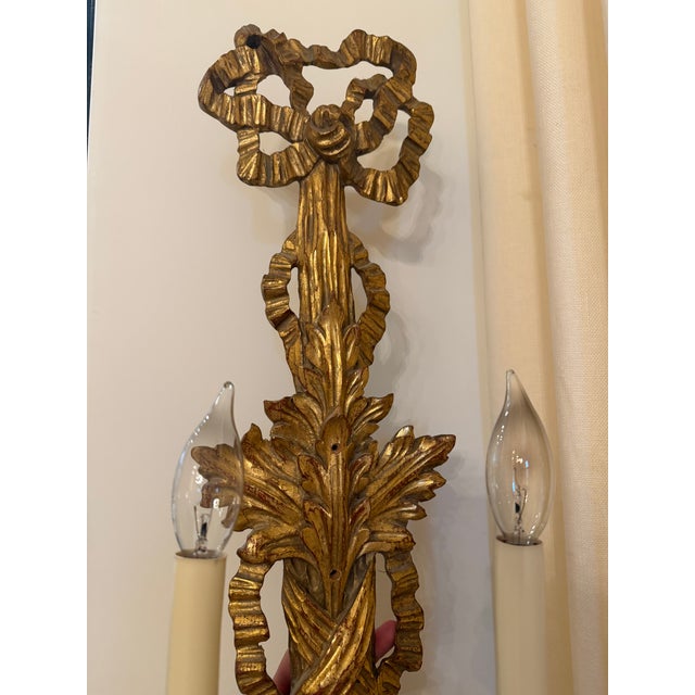 Mid 20th Century Pair of Mid 20th Century French-Style Gilt Sconces For Sale - Image 5 of 5