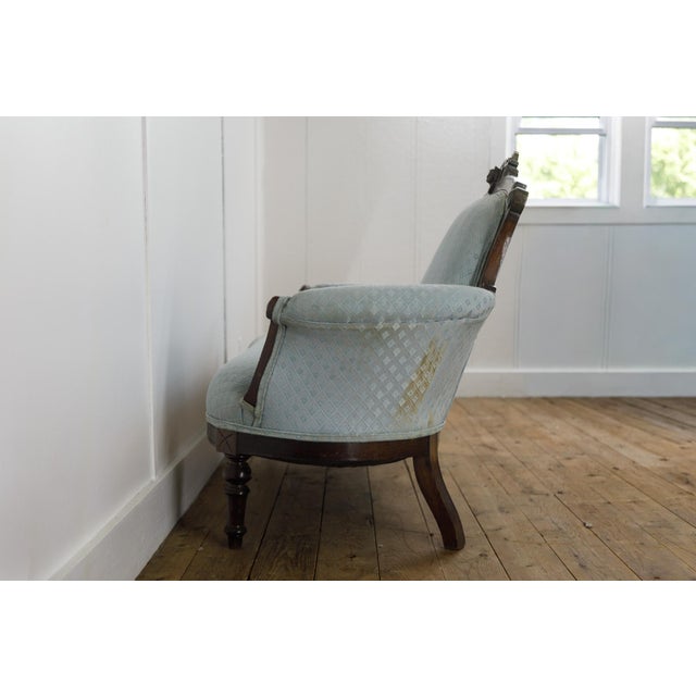 Victorian Antique Victorian Carved Wood Settee For Sale - Image 3 of 3