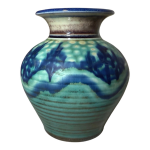 Share Original John Preschutti Graeagle Oktoberfest 97 Blue Glazed Pottery Vase