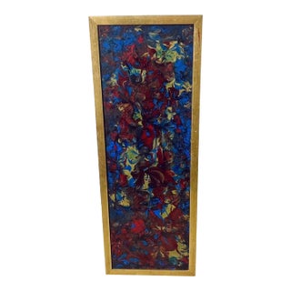 Original 2008 Signed Abstract Impressionist Heavy Glossy Impasto Resin Art For Sale