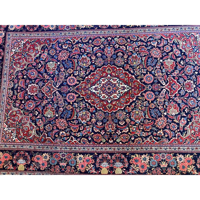 An Antique Decortive Classic Persian Kashan Rug For Sale - Image 4 of 7
