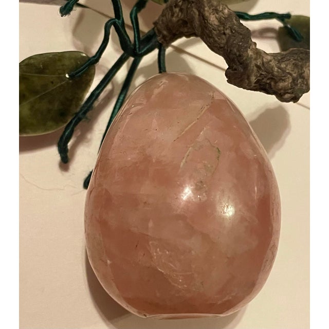Asian Carved Rose Quartz Decorative Hard Stone Fruit Pear Shaped For Sale - Image 6 of 10