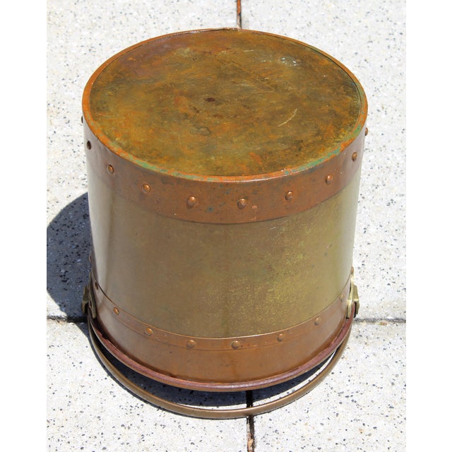 Antique English Copper & Brass Coal Bucket c.1890–1920 | Victorian Arts & Crafts Fireplace Log Holder, Rustic Planter, Decorative Storage For Sale - Image 14 of 14