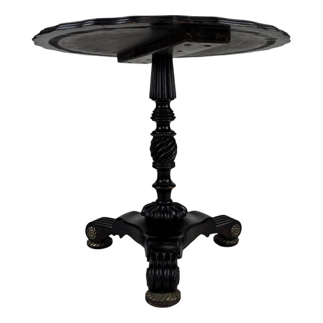19th Century French Ebonised Side Table with Brass Detailing For Sale