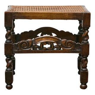 English Jacobean Style Seat Bench with Carved Apron, circa 1900 For Sale