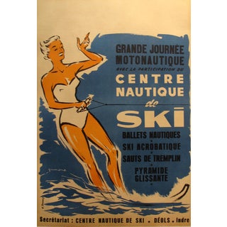 1950s Original French Ski Travel Poster For Sale