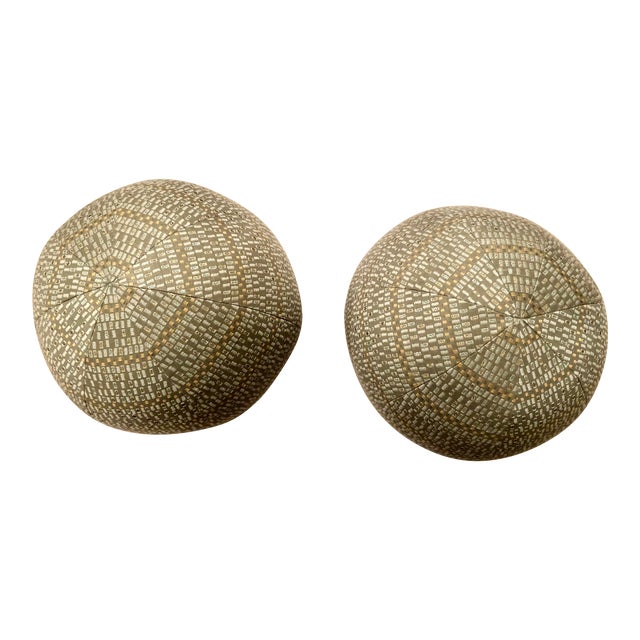 Mid-Century Style Round Blue Pillows - A Pair Chairish