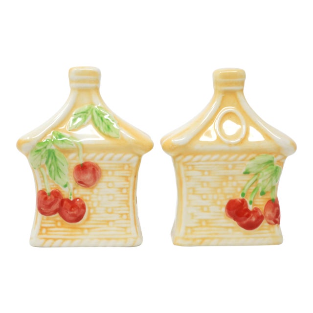 Pagoda and Cherry Made in Portugal Salt & Pepper Set For Sale