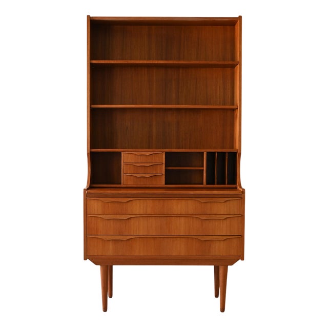 Scandinavian Bookcase with Foldaway Desk, 1950s For Sale