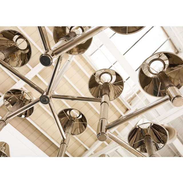 Ralph Lauren "Barrett Large Knurled Chandelier" Polished Nickel For Sale - Image 9 of 18