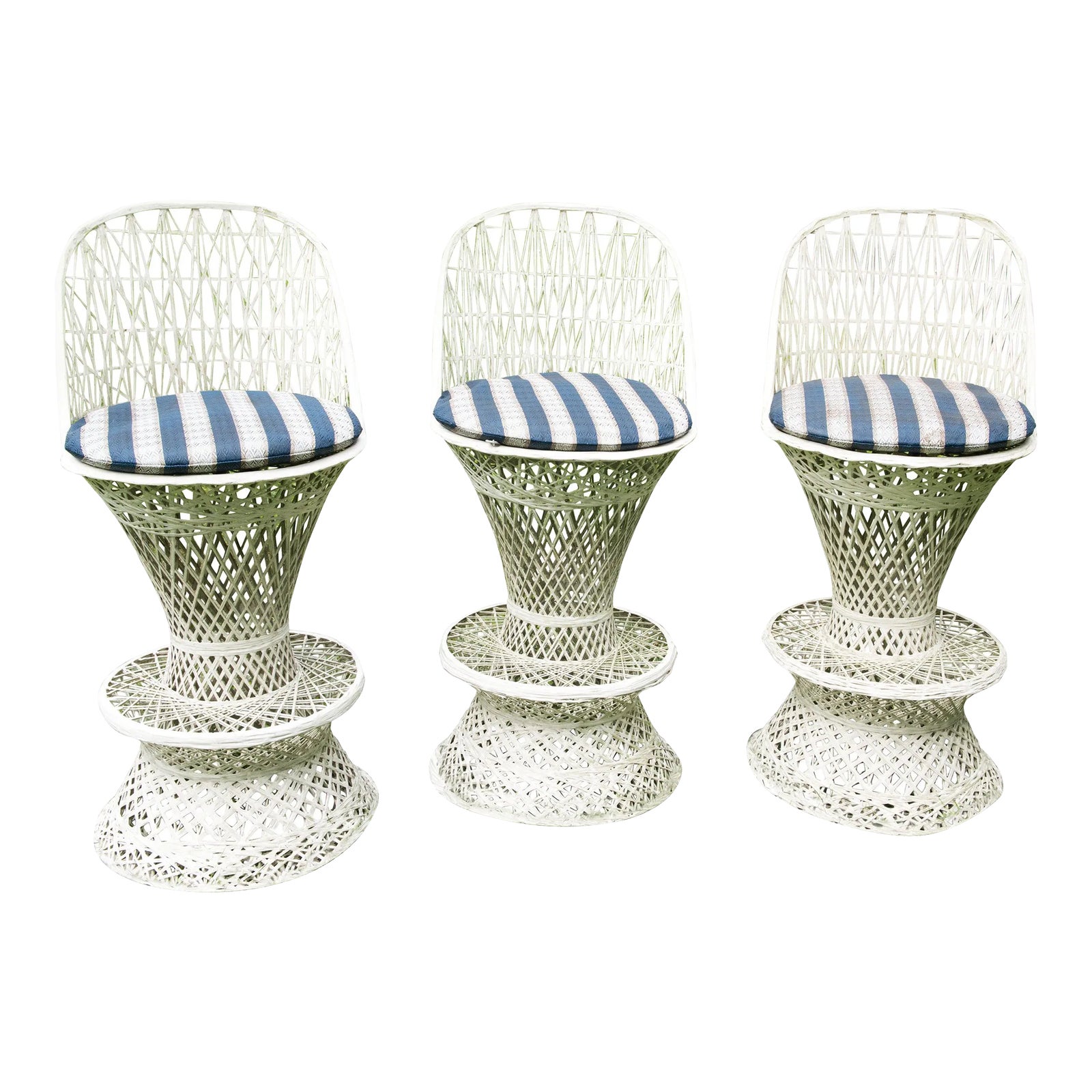Russell Woodard Spun Fiberglass Stools - Set of 3 | Chairish