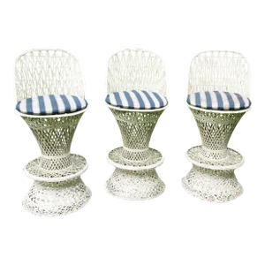 Russell Woodard Spun Fiberglass Stools - Set of 3