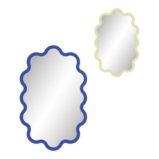 Large Modern Horizontal Oval Light Blue Mirror – Hvyli Oval 90 For Sale