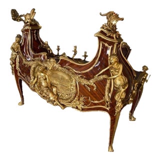 François Linke Style Mahogany Desk and Chair Set Gilded Bronze For Sale