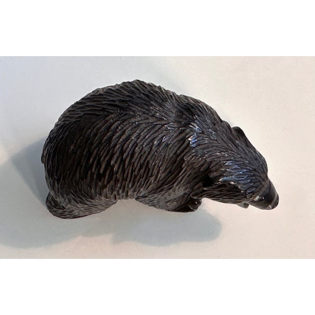 Brown Hand-Carved Wooden Strolling Bear Figurine from Brienz, 1920s For Sale - Image 8 of 11