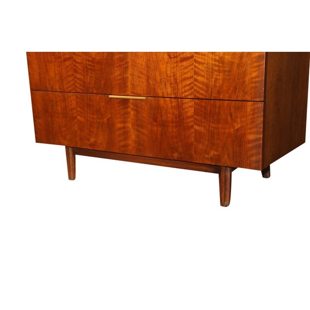 John Stuart Mid Century Highboy Walnut Dresser For Sale - Image 10 of 13
