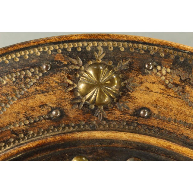 1850's-60's Treen Turned Wood & Brass Alms Dish Platter Charger, Victorian For Sale - Image 4 of 18