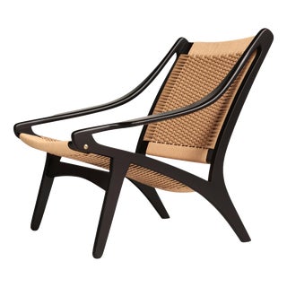 Danish Modern Black Lacquered Beech and Lounge Chair by Illum Wikkelsø, 1955 For Sale
