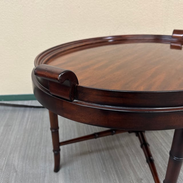 Brown Maitland Smith Aged Regency Coffee Table, Oval For Sale - Image 8 of 13