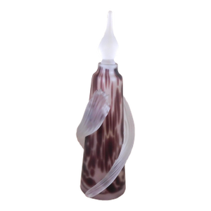 1980s Tall Spotted Glass Perfume Bottle With Frosted Details by Glass Act Studio