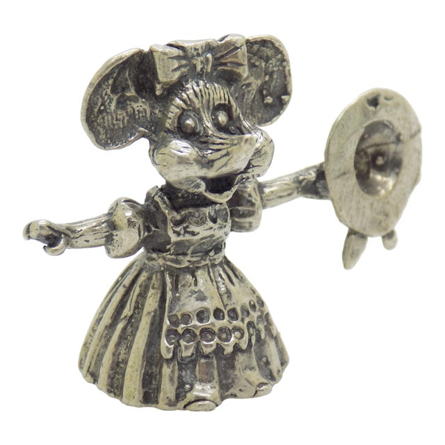Vintage Italian Handmade Genuine Silver Rare Mouse Character Dollhouse For Sale