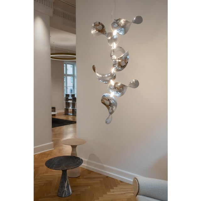 Silver Dune 6 Vertical Cluster Light with Silver Anodized Shades by Daniel Becker For Sale - Image 8 of 12