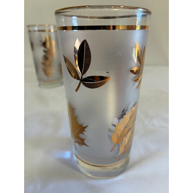 Vintage Mid 20th Century Cocktail Glasses by Libbey With Gold Leaf Design - Set of 5 For Sale - Image 12 of 12