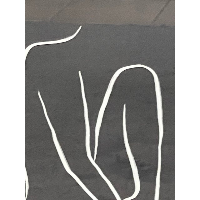 1970s Framed Minimalist Abstract White Line Figure Artwork on Black Background. For Sale - Image 10 of 10