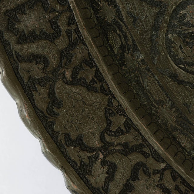 1960s African Hand-Carved Interlocking Wooden Table With Brass Top For Sale - Image 9 of 18