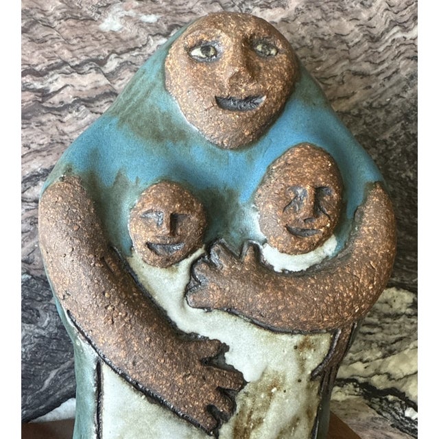 Blue Rare Frank Matranga Ceramic Figure of a Mother and Children 7" Tall For Sale - Image 8 of 11