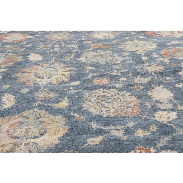 Early 21st Century Vintage Modern Azure Oushak Rug - 09'09 X 12'09 For Sale - Image 5 of 9