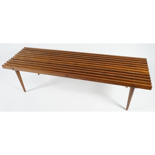 Late 20th Century Mid-Century Modern Slatted Bench in the Style of George Nelson For Sale - Image 12 of 12