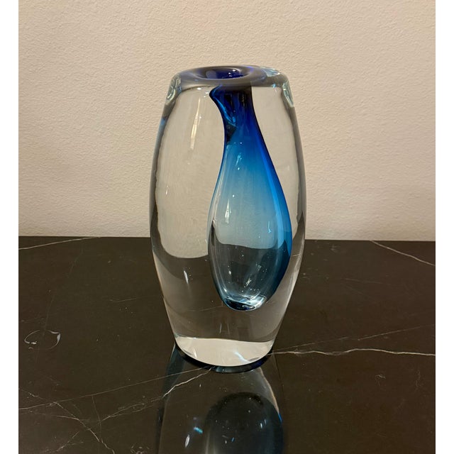 Global Views Global Views “Offset” Vase – Small - Light Blue Polish Art Glass For Sale - Image 4 of 8