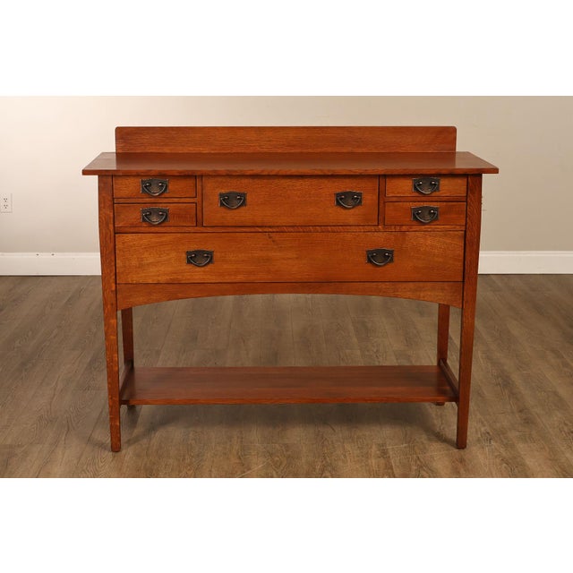 STICKLEY MISSION COLLECTION HARVEY ELLIS OAK SIDEBOARD For Sale - Image 16 of 18