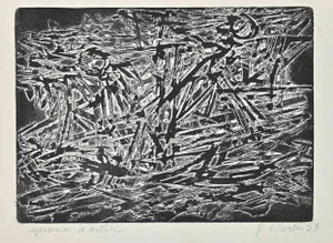 Jean Clerté, Abstract Composition, Original Etching, 1980s