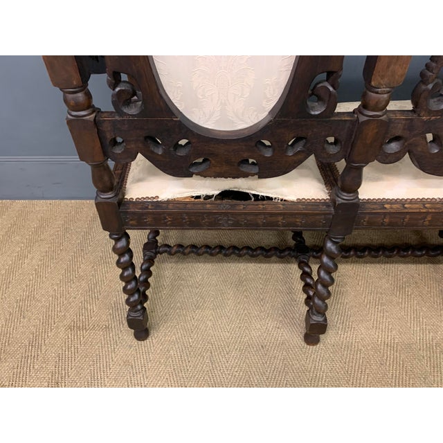Antique Carolean Style Walnut Bench, 1880 For Sale - Image 10 of 14