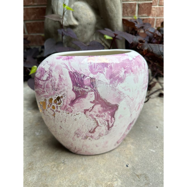 Vintage Sascha Brastoff Abstract Pink & Gold Drip Glaze Studio Pottery Vase - Hollywood Series For Sale In Houston - Image 6 of 7